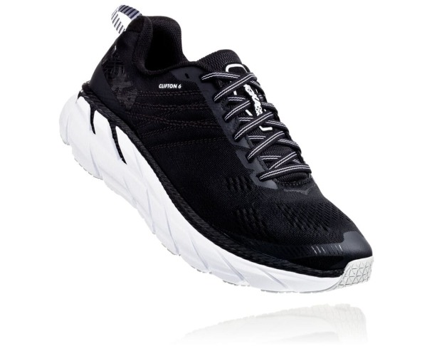 Hoka One One Clifton 6 Womens UK - Black / White Running Shoes - UCWIG4695